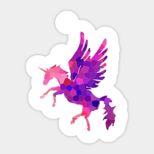 Pink Mosaic Pattern Unicorn Pegasus Sticker